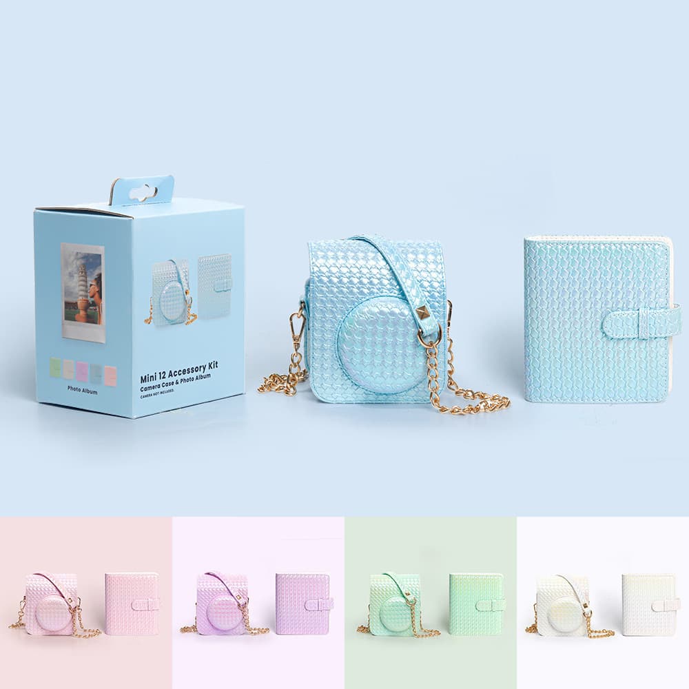 Amazon New Arrival: Polaroid Mini 12 Iridescent Woven Texture Camera Bag and Album Set, Camera Storage