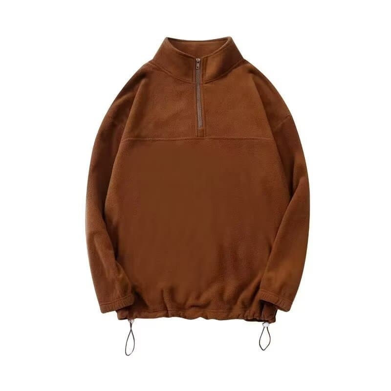 Fall Daily Solid Color New Stand Collar Half-Zip Men's Casual Versatile Loose Long Sleeve Top Trendy