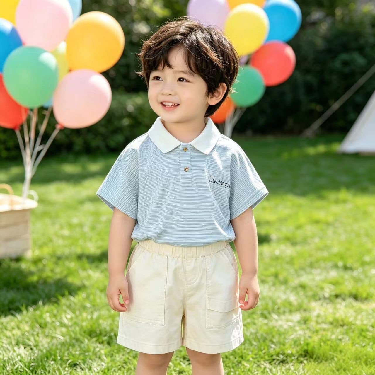 Kids Summer New Fresh Fine Striped Short Sleeve POLO Shirt and Shorts Two-Piece Set Boys Casual Fashion Outfit