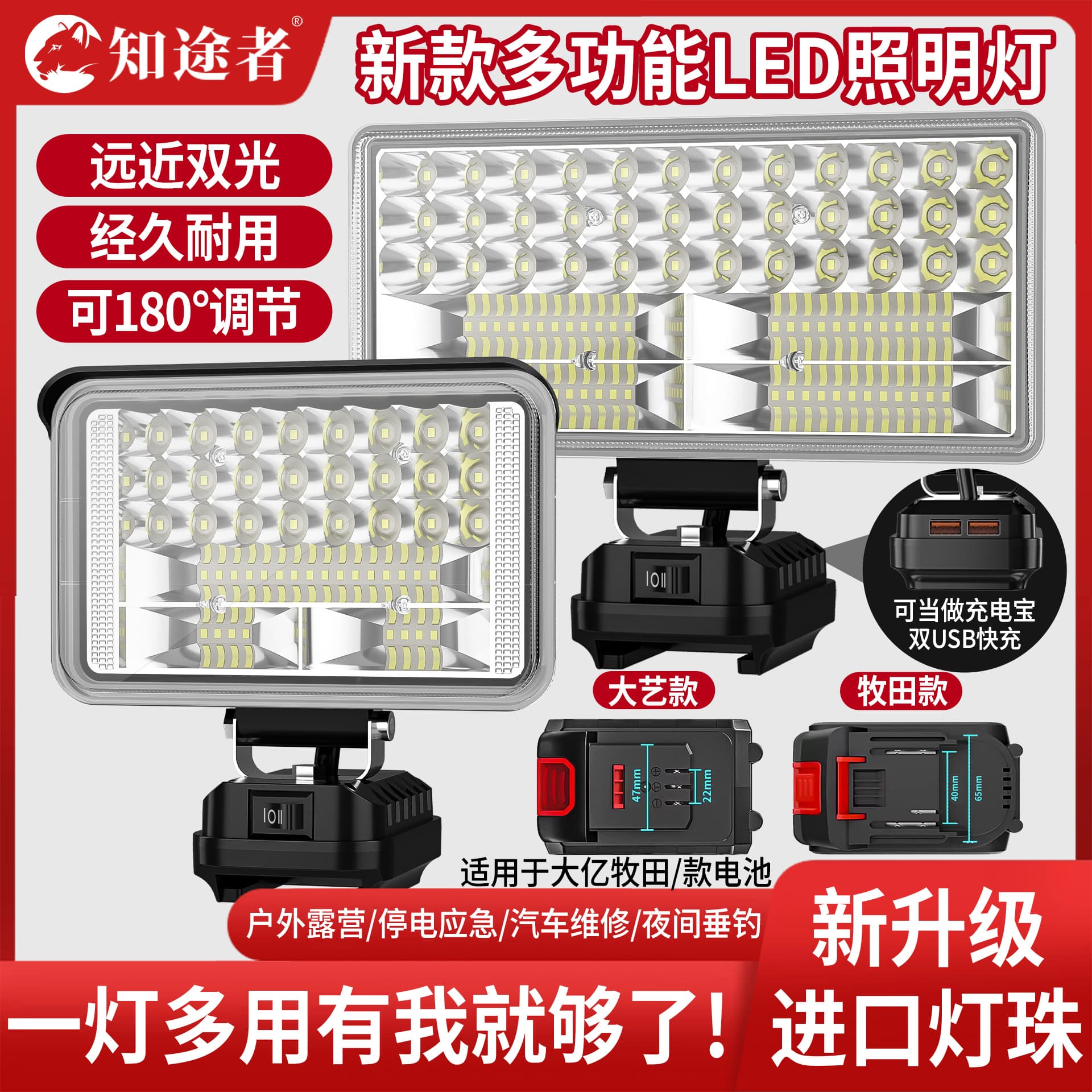 Lithium battery lighting Makita construction site maintenance outdoor camping fishing home work light LED mobile phone charging