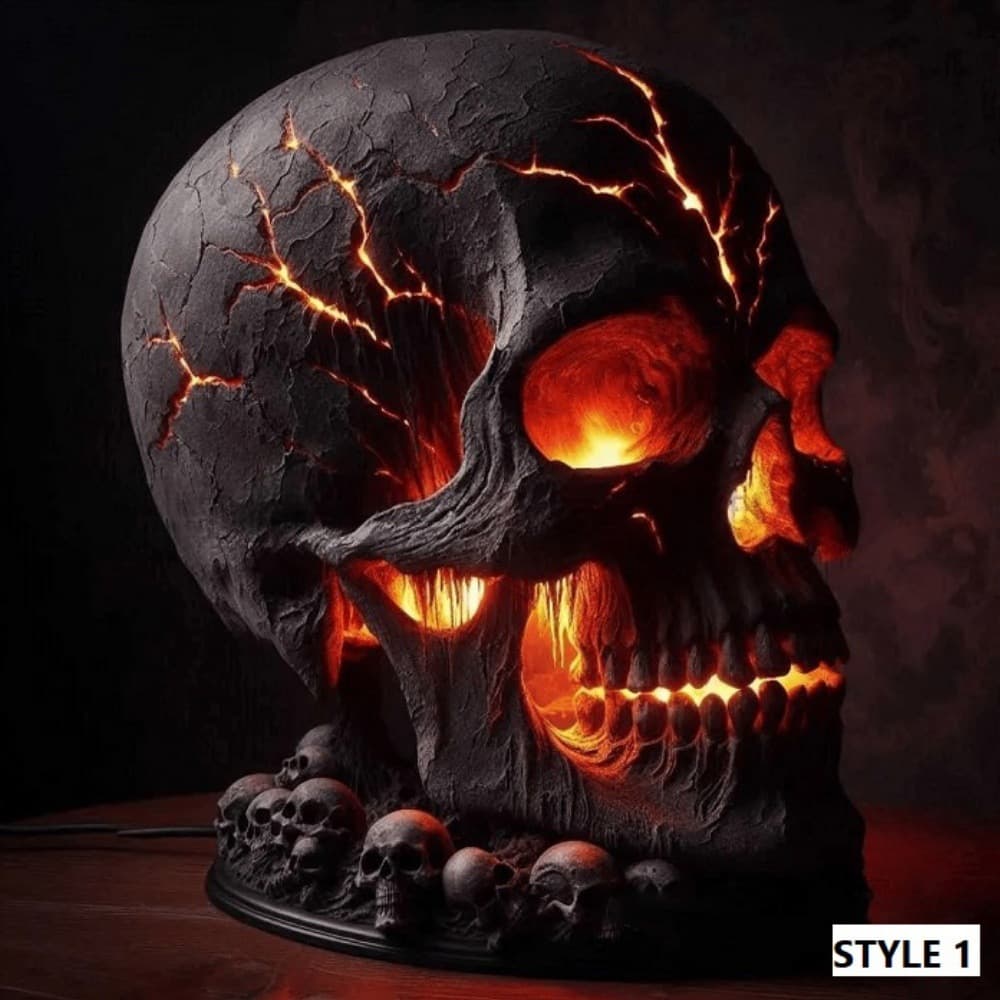 Cross-border new product Lava Stone Skull Lam Halloween lava stone skull lamp resin ornaments crafts