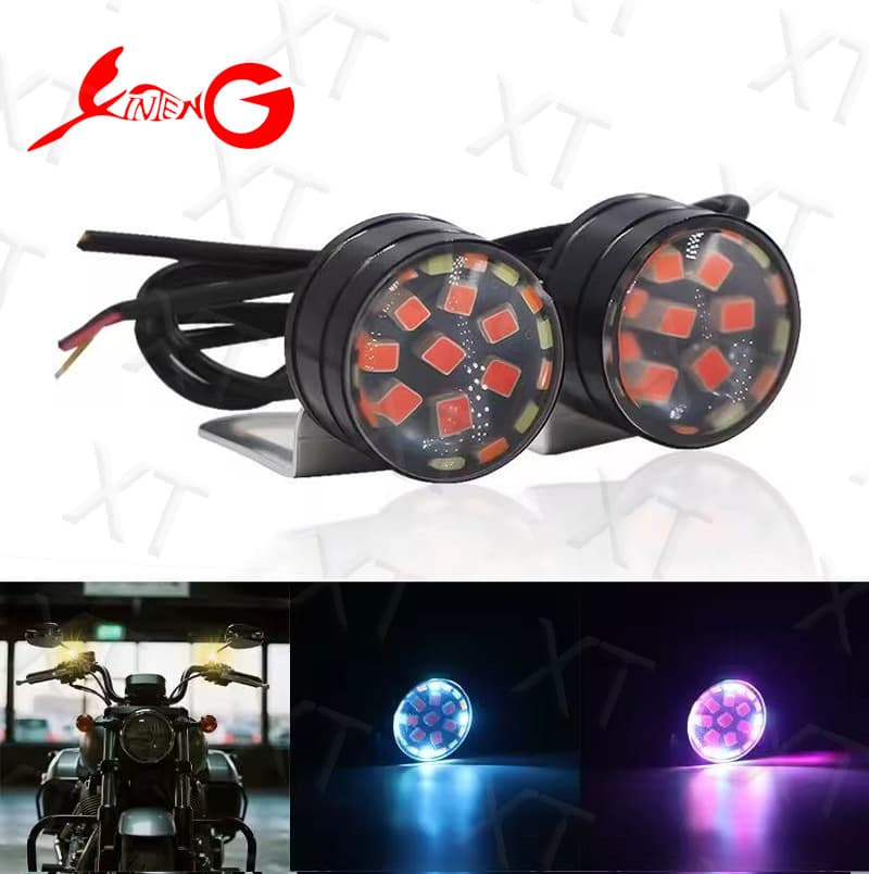 XT Waterproof Colorful RGB Strobe Motorcycle LED Light | Mirror Mount Flash Light for Scooter ATV