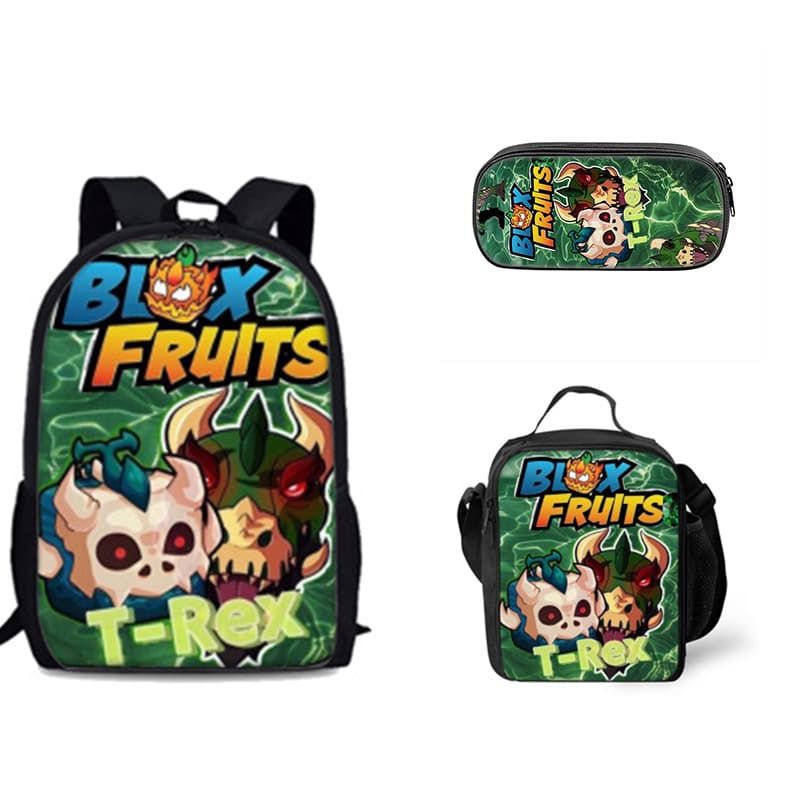 ROBLOX Game Blox Fruits Printed Backpack Devil Fruit 42cm Backpack Set for Primary and Secondary School Students