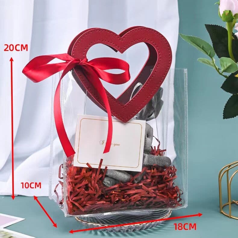 [Free Shipping] Transparent Gift Bag PVC Handbag Souvenir Bag Packaging Candy Gift Bag Black In Stock