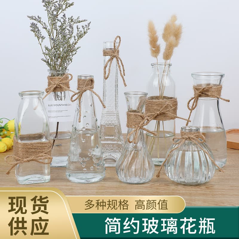 Transparent ins glass vase Nordic small fresh living room decoration small vase rattan volatile aromatherapy bottle wholesale