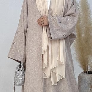 AliExpress Amazon Cross-border Trade Solid Color Elegant Cardigan Moon Embroidery Fashion Long Dress