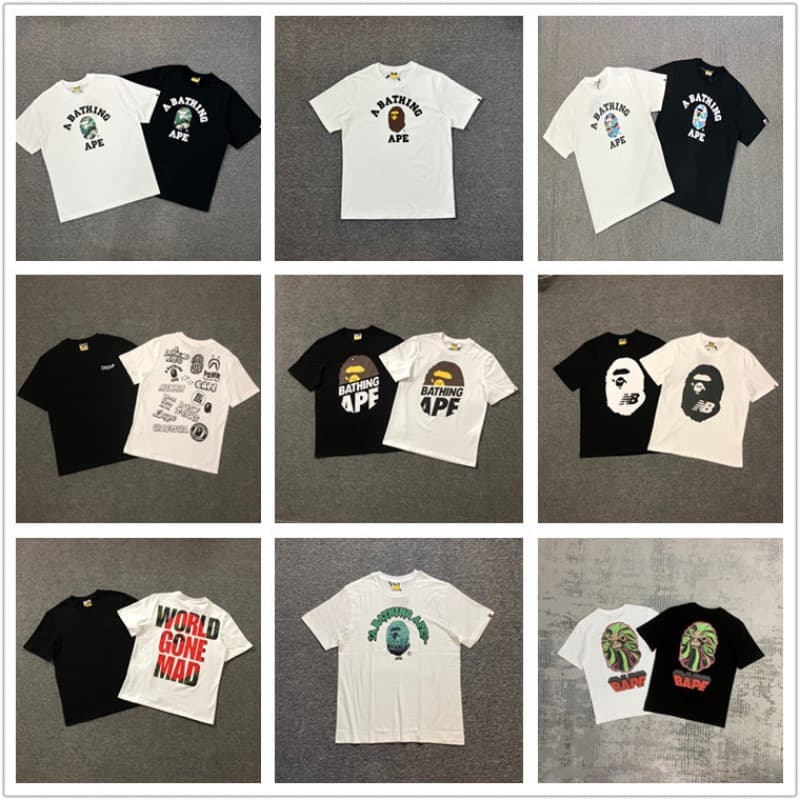 2026 Spring/Summer BAPE Camo Ape Head Print Short Sleeve T-Shirt, Trendy Unisex Casual Tee for Cross-Border Supply