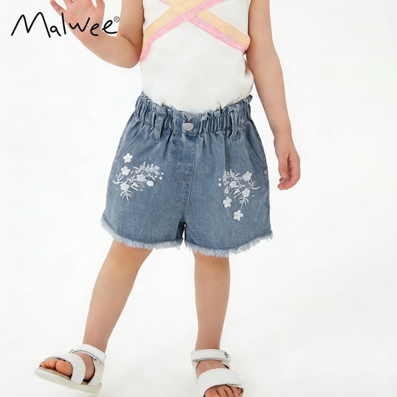 Cross-border Malwee Summer Girls' Jeans New European and American Style Toddler and Kids Jeans Cute Little Girl Pants