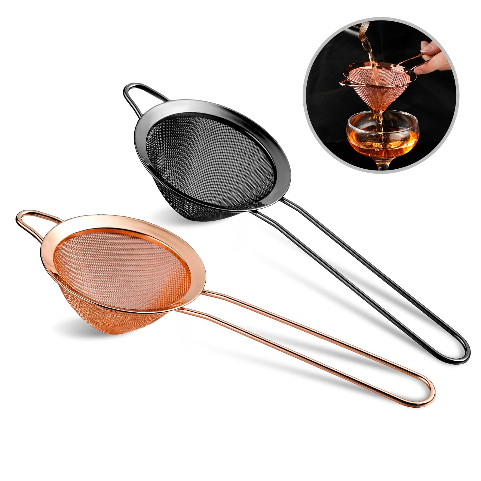 ✅Cocktail bartender ice filter wine strainer double-layer filter spoon bartending bar small filter spoon for leaking