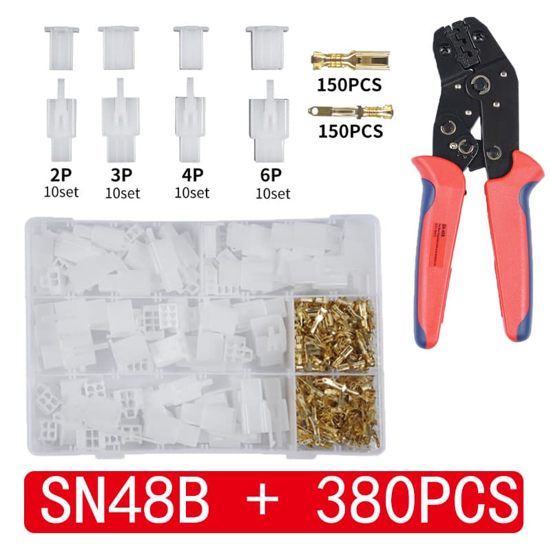 380pcs 2.8mm 2p3p4p6p Motorcycle Car Circuit Connection Cable Copper Male Female Terminals Iron Plated Copper