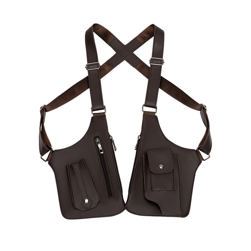 Import Men's Vest Style Retro Underarm Multi-functional Shoulder Bag, Women's Outdoor Backpack with Handheld and Crossbody Options
