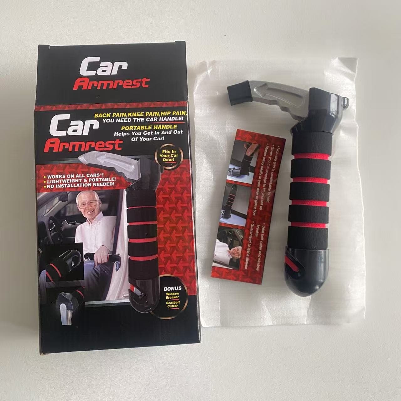 Car Armrest Multi-function Safety Hammer with Flashlight, Door Armrest Window Breaker Escape Hammer
