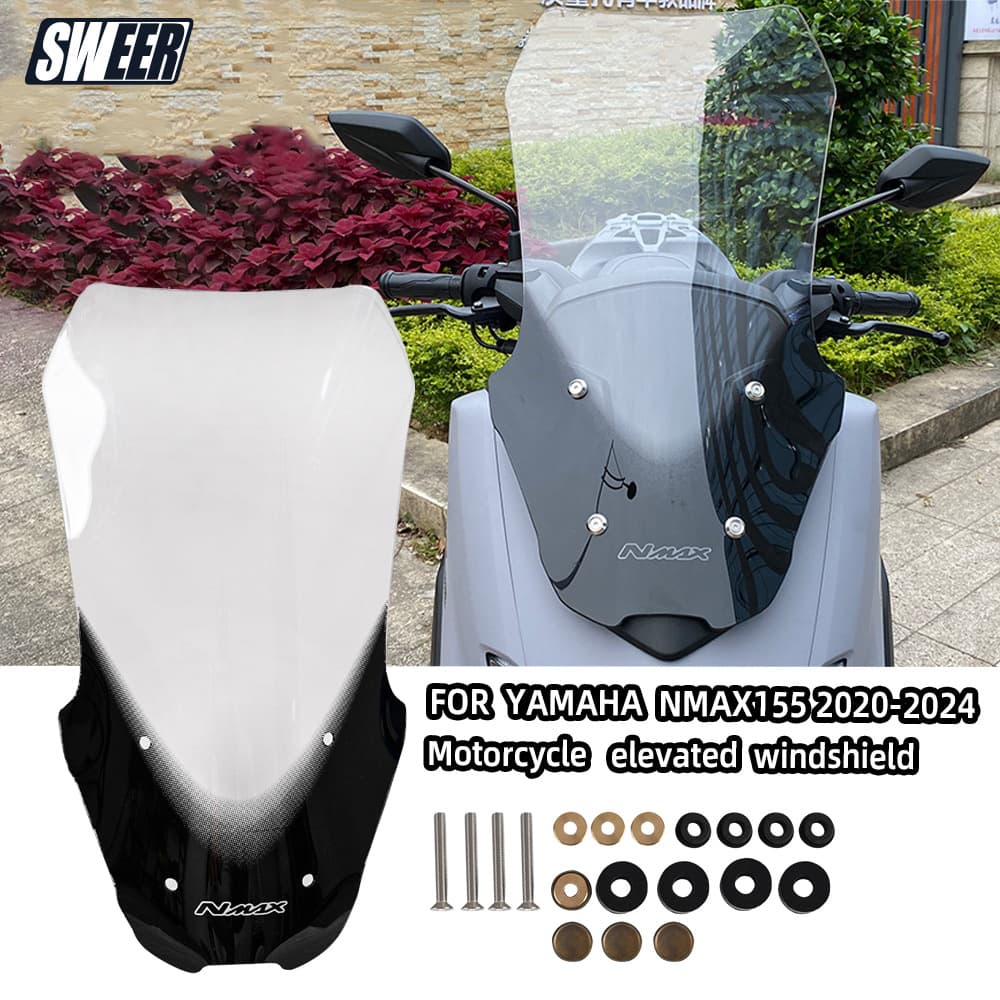 Compatible with 20-24 Yamaha NMAX155 Modified Windshield NMAX Raised Windshield Glass Raised Wind Deflector