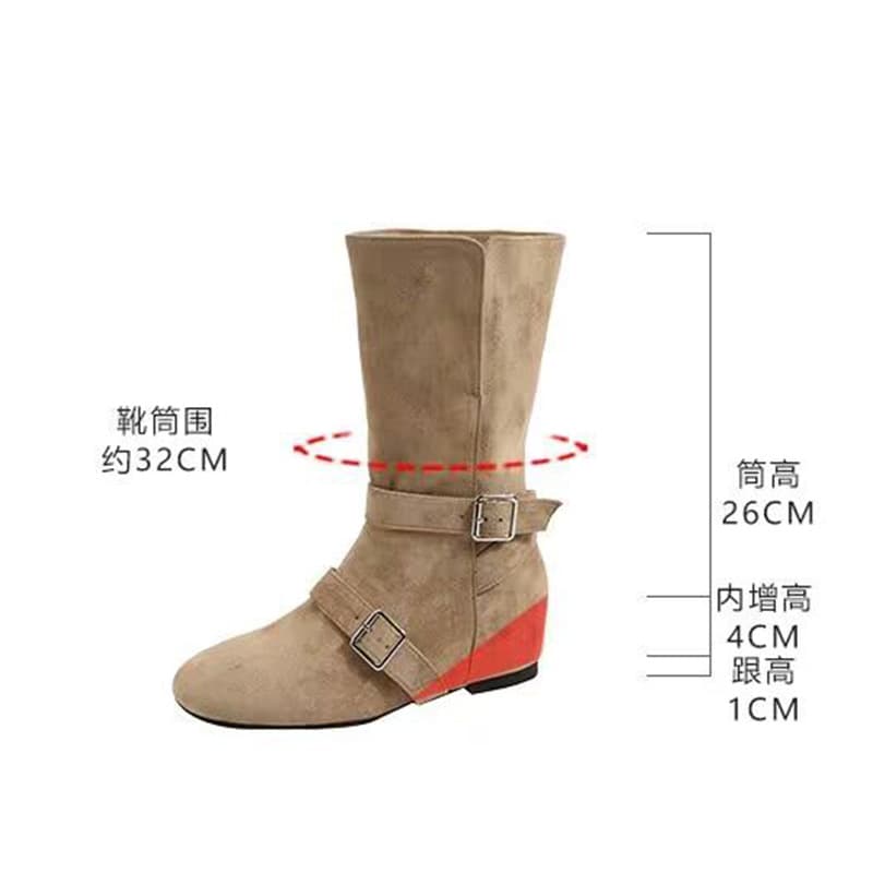 Vintage Suede Western Cowboy Boots Martin Boots Women's 2024 New Spring Autumn Single Boots Two-Wear Korean Style Short Boots