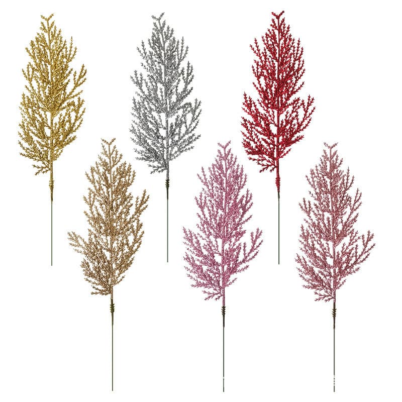 Cross-border artificial plants, simulated Christmas gold powder pine needles and leaves, Christmas tree decorations, DIY accessories, bouquets