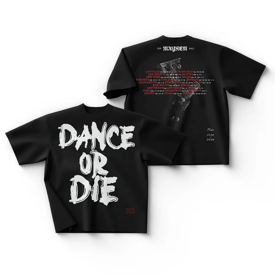 Lady GAGA Graphic T-Shirt 2025-2026 Mayhem Ball Tour Balla O Muori Dan