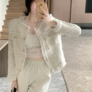 French Tweed Short Jacket for Women 2026 Spring Autumn New Trendy Slim Cardigan Top