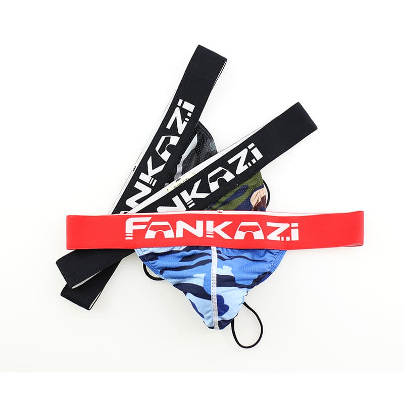 Factory Wholesale Separate Pouch Men's Underwear Mesh Casual Nylon Camo Breathable Low-Rise Double Thong