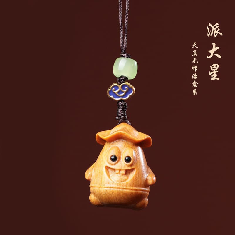 Green sandalwood/red sandalwood/sandalwood wood DIY carved star pendant hand-woven mobile phone chain key