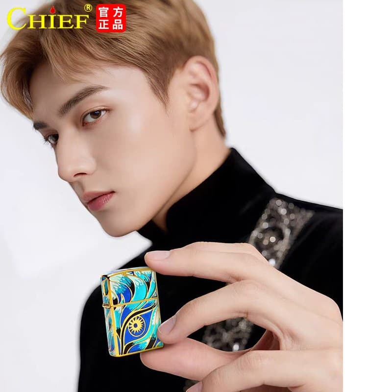 Chief Kerosene Lighter Enamel Autumn Water Sentiment Luminous Blue Trendy Cross-border Men's Lighter Wholesale