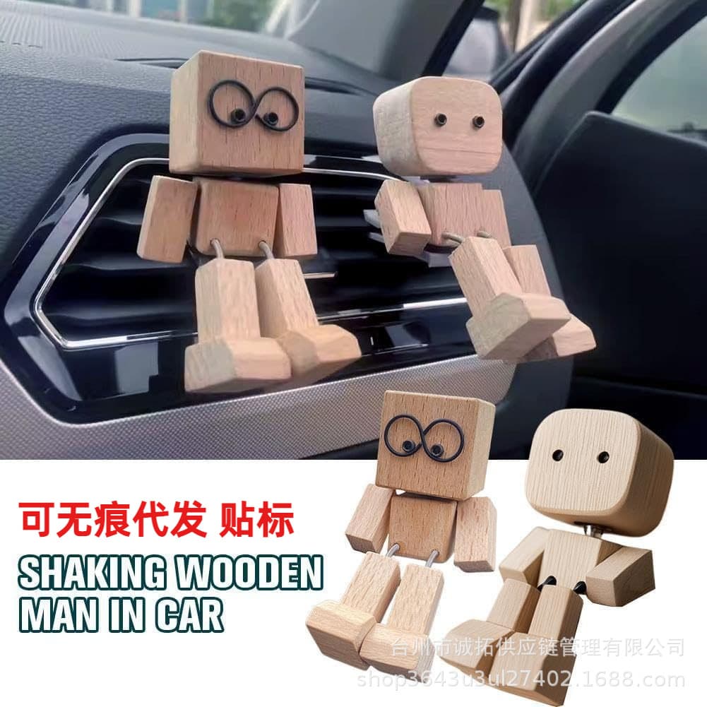 Handmade Shaking Wooden Man Figurine Decorative Shaking Leg Wooden Puppet Modern Simple Style Religious Temple Hotel Suitable