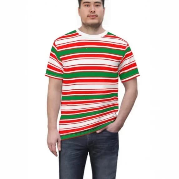 Fashionable classic striped design T-shirts for men and women, personalized contrasting color round neck T-shirts, multi-color selection T-shirts