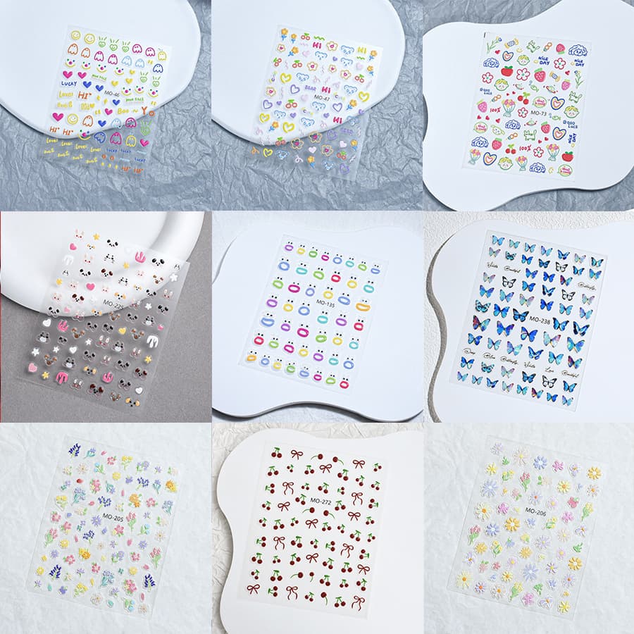 MOSR Series Embossed Nail Stickers Wholesale with Adhesive Nail Stickers Mixed 50 100 Mixed Ins Style