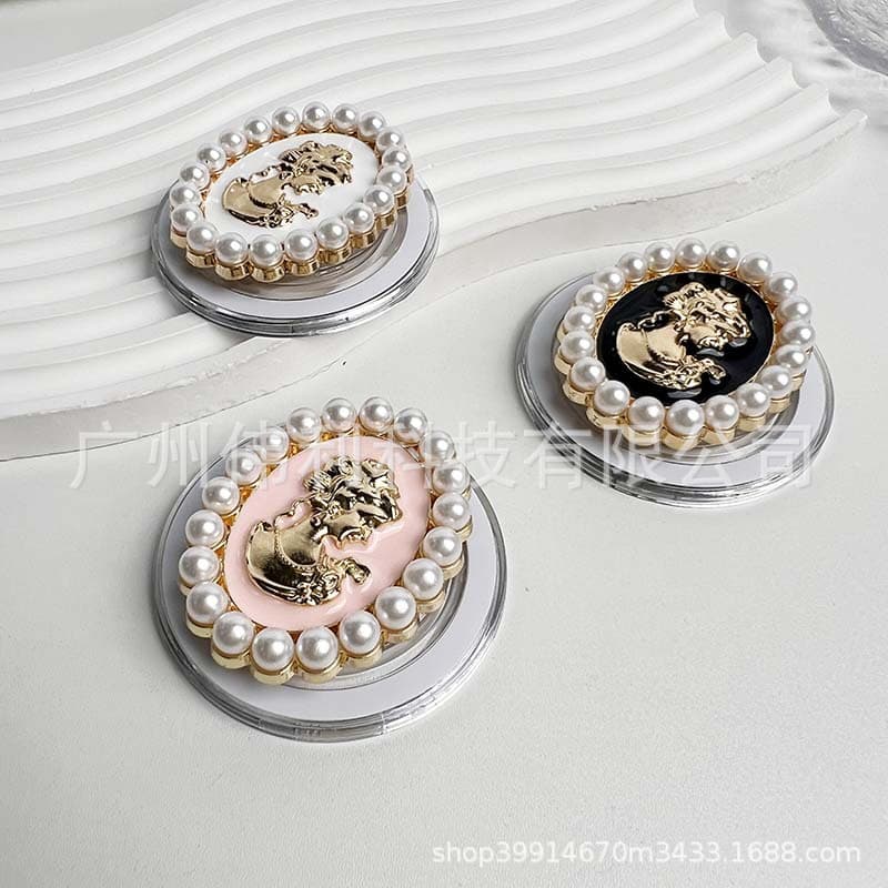 Pearl Beauty Head Magnetic Phone Stand Electroplated Glossy Magnetic Stand Foldable Universal for Phone and Tablet