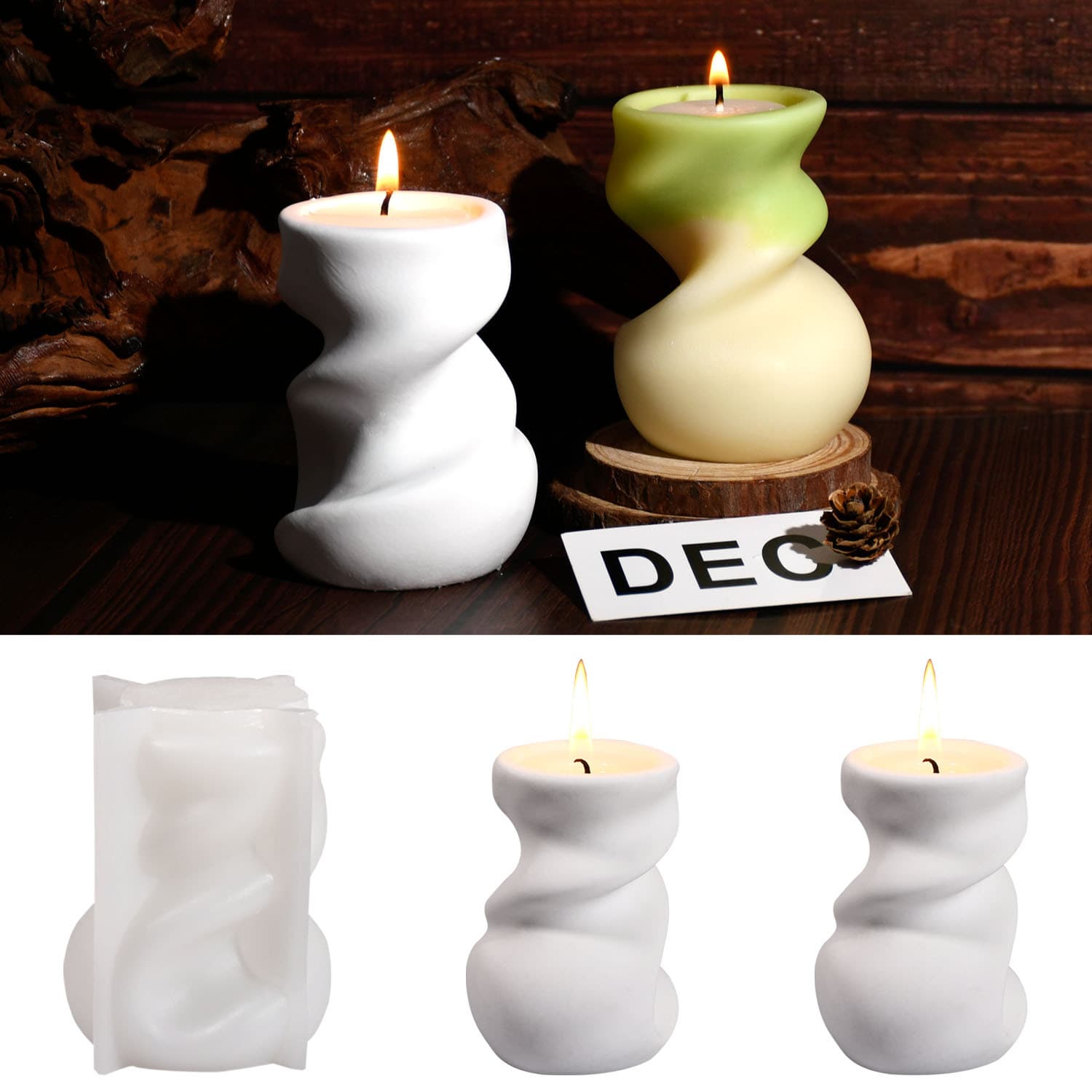 Zhongcheng DIY Irregular Rotating Candle Holder Flower Pot Silicone Mold Creative Vase Container Plaster Ornament