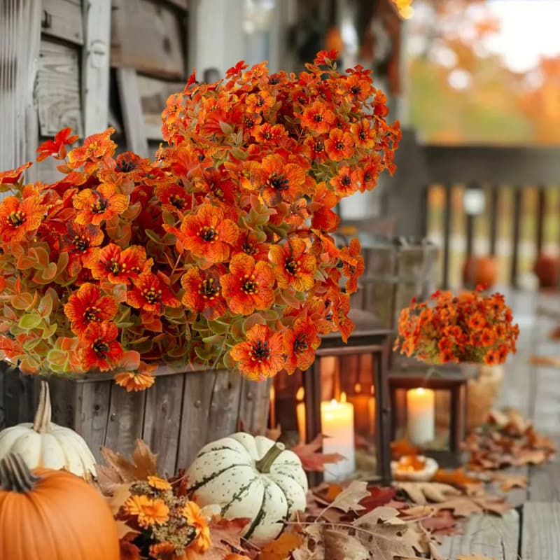 Amazon's hot spot artificial autumn eucalyptus violets bunches of artificial flowers outdoor home garden decoration