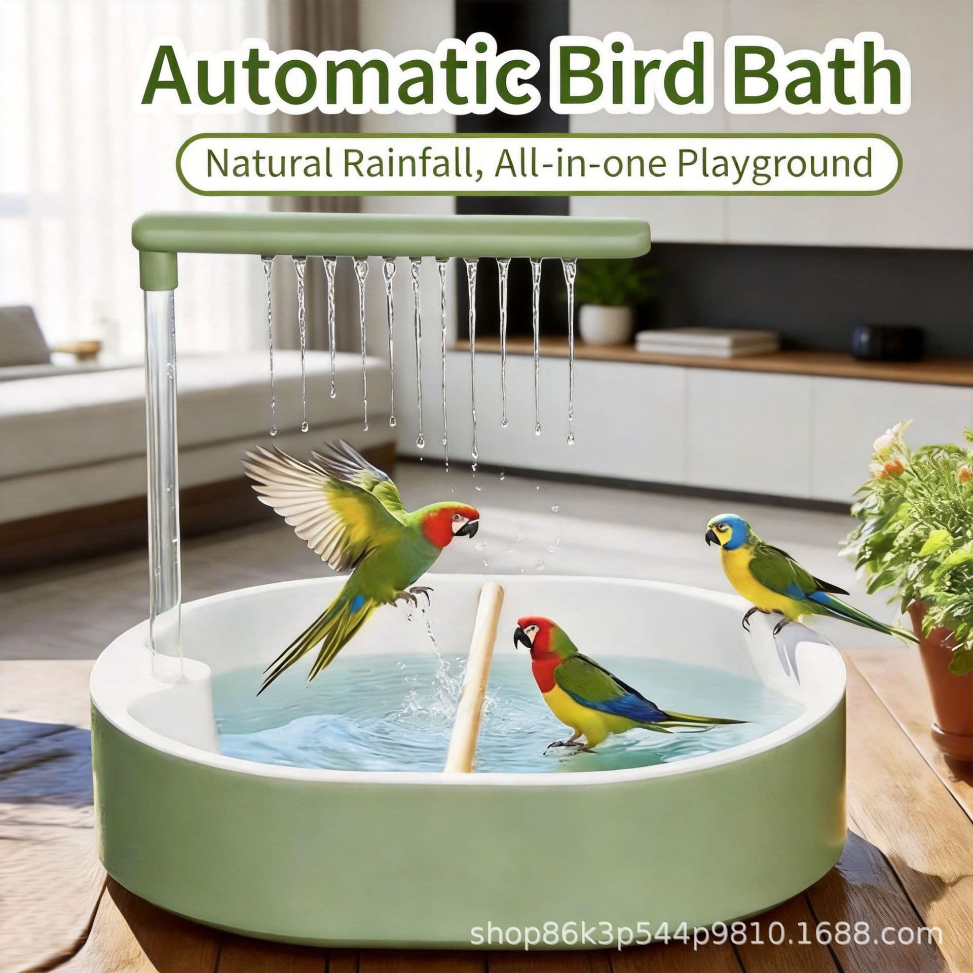 Cross-Border Supply Parrot Bath Tub Automatic Circulating Bird Bath Basin, Large Capacity for Cockatiels and Budgies, Pet Bathing Basin Wholesale
