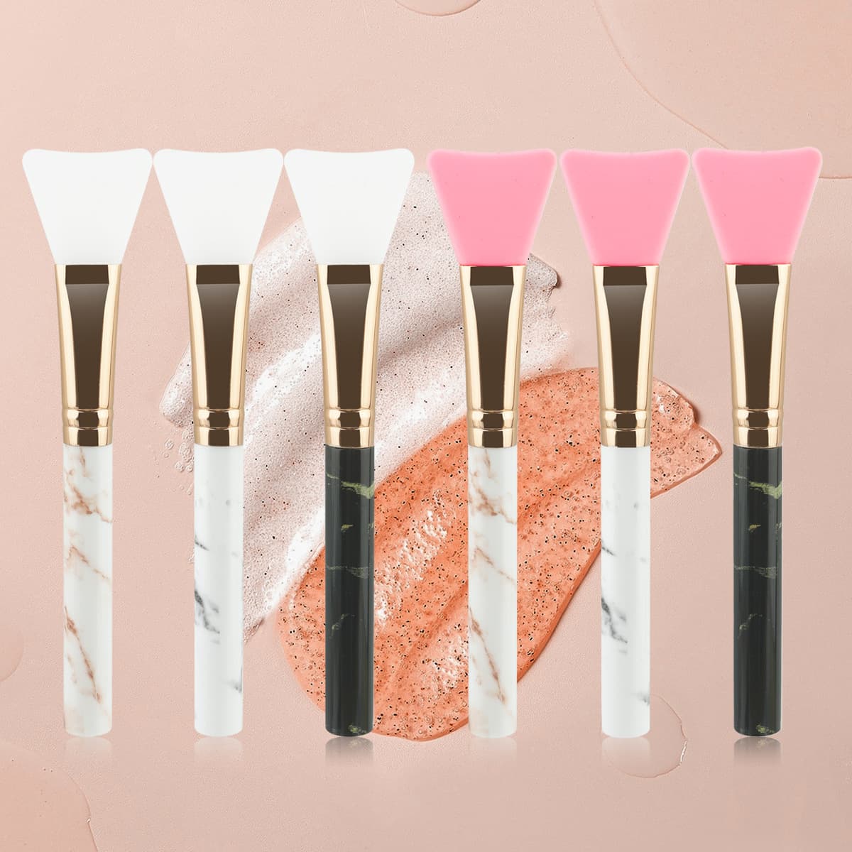 Wholesale Marble Pattern Soft Silicone Face Mask Brush DIY Self-Made Mud Mask Applicator Silicone Brush Mixing Tool