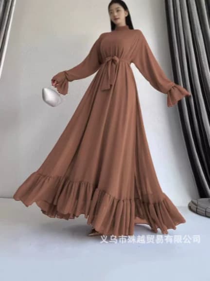 Autumn Fashion Elegant Petal Long-Sleeve Women's Long Dress