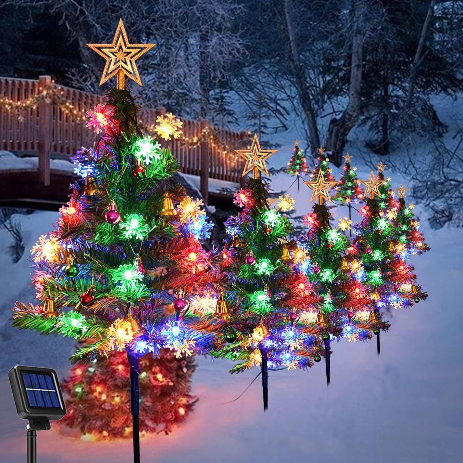 Cross-border solar-powered Christmas cedar tree lights, outdoor lawn decorations, landscape Christmas festive atmosphere LED courtyard lights