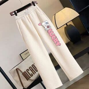 Girls Pants New Style Medium to Big Kids 2026 Spring Autumn, Straight Corduroy Children's Long Pants, Stylish Wide Leg Pants