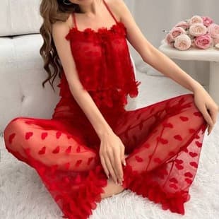Daiyan European and American Cross-Border Sexy Sleepwear Lace Dress Sheer Lingerie Lingerie 3400