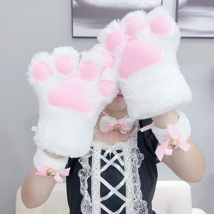 Plush lolita cat paw gloves cosplay cartoon gloves children's performance cat paw props