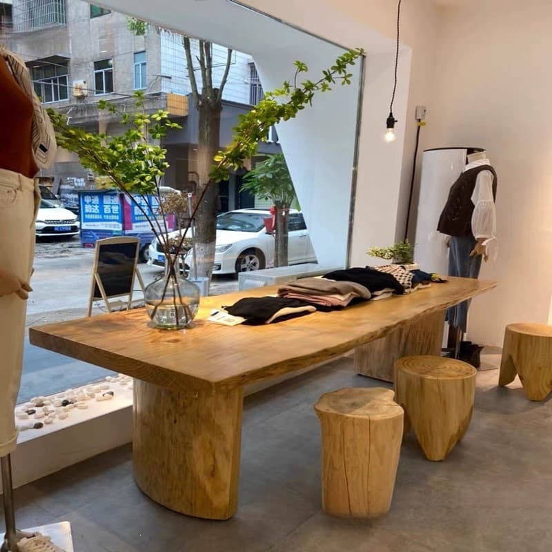 Nordic log table clothing store island display table log middle display table window display table