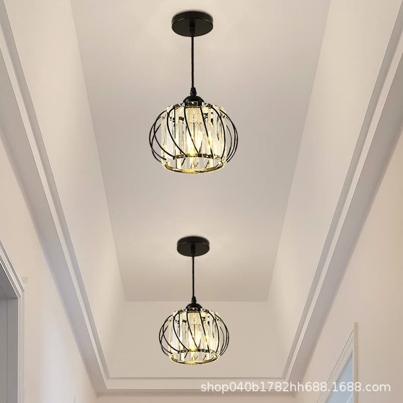 Crystal hallway light, minimalist modern bedroom bedside lamp, corridor pendant light, Nordic LED ceiling light, balcony light