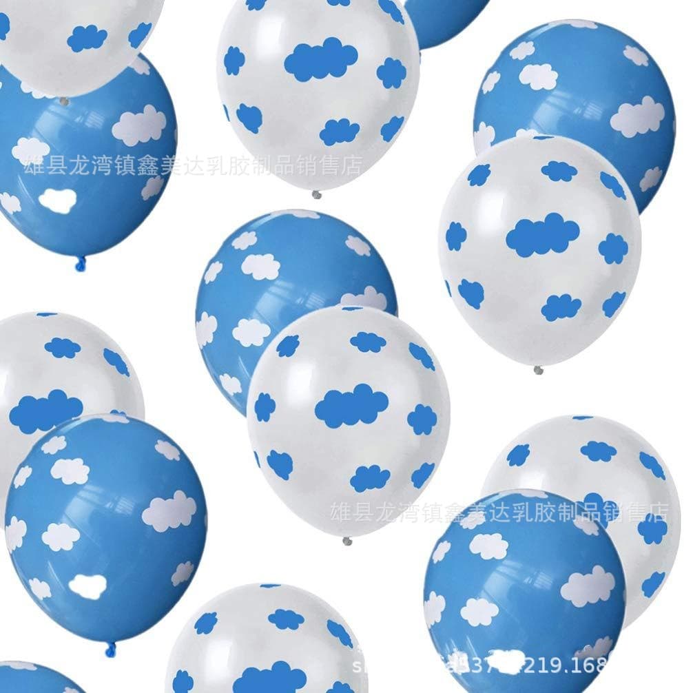 Cross-Border 12 inch Full Flower Blue Sky White Clouds Latex Balloon Cloud Balloon Ins Baby Birthday Party Decoration