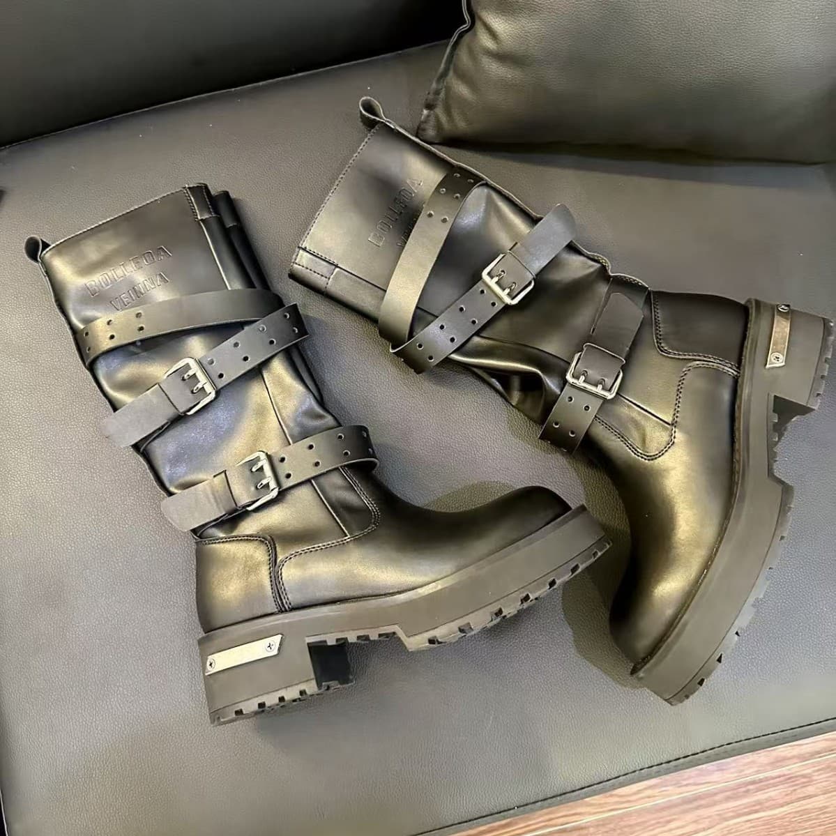 Mickey Big Head Martin Boots Unisex Belt Buckle Dark Tactical Boots Retro Motorcycle Boots Venom Fashion Boots