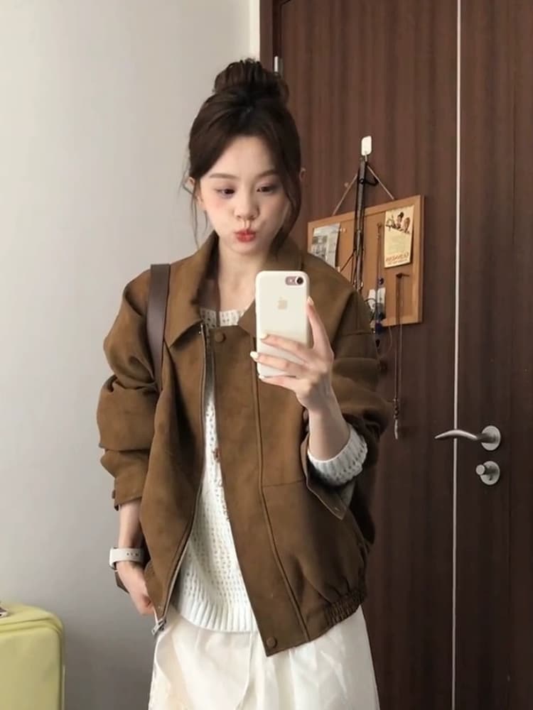 Maillard Retro Suede Jacket Women's Autumn New High-Quality Small Loose Casual Jacket Trendy
