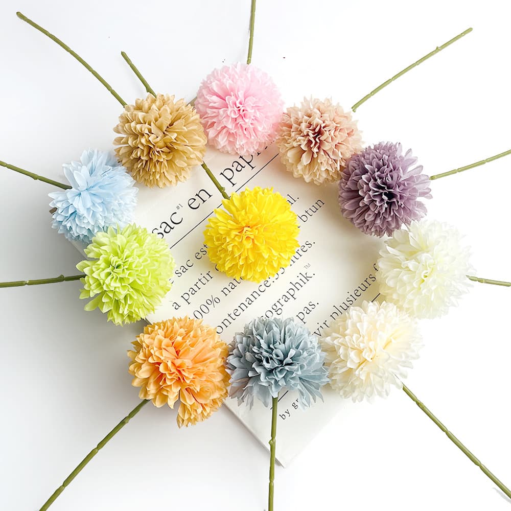 Simulated single ball chrysanthemum, table tennis chrysanthemum, home decoration, wedding venue arrangement, single ball chrysanthemum photography, cross-border