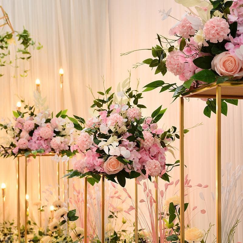 Free Shipping Wedding Aisle Geometric Arch Flower Stand Wave Floral Candle Holder Table Flower Wedding Stage Decoration Silk Flower