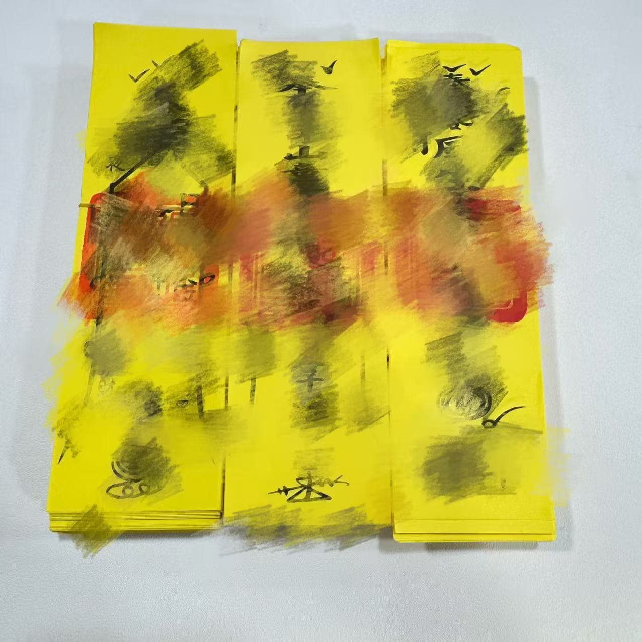 Factory wholesale Taoist blessing scrolls, long strips of paper, flat - Wen - Jian - Hu - 14 designs in total, black lettering and red stamp.