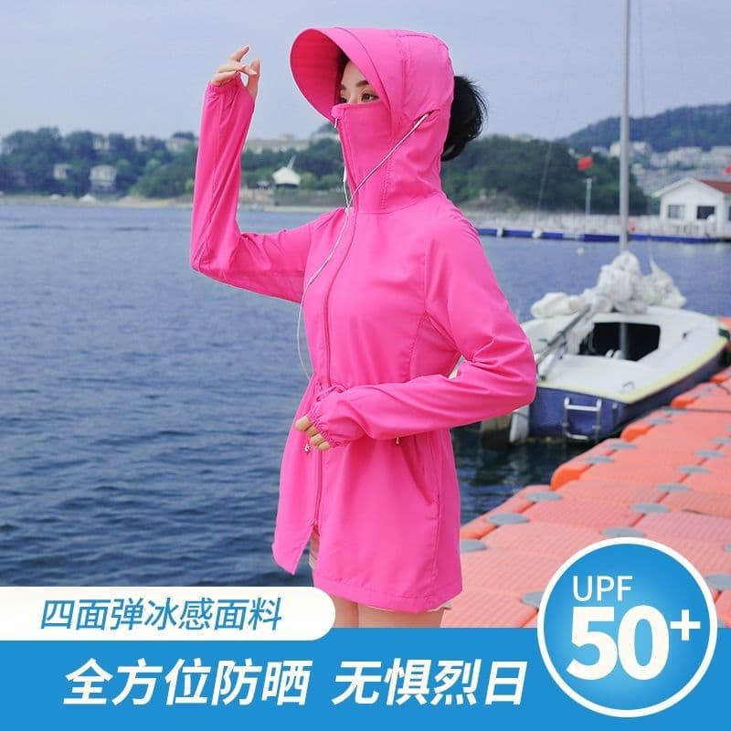 Women's Sun Protection Jacket Summer UV Ice Silk Breathable Outdoor Thin Outerwear Commute Spring/Autumn Style Outerwear Mid-Length