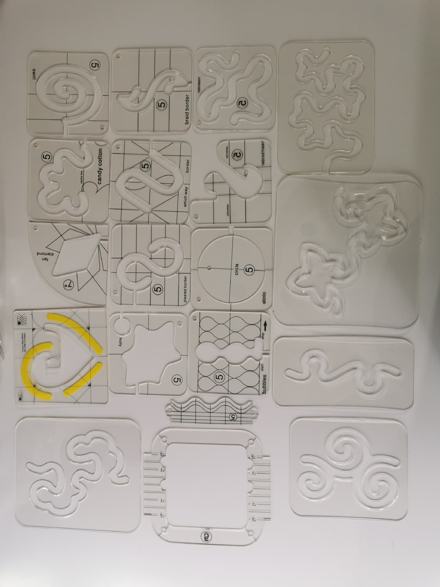 Precision engraved acrylic sewing patchwork ruler, special-shaped hollow template, multi-functional set ruler, pressing line ruler