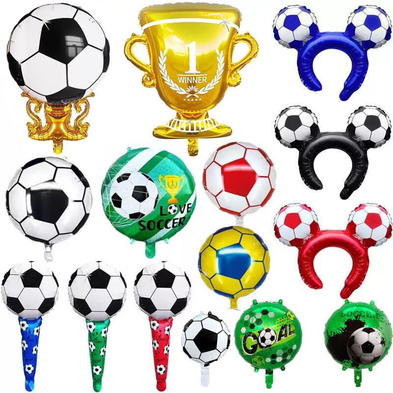 Cross-border World Cup Soccer Cheering Stick Headband Aluminum Foil Balloon, Football Champion Handheld Cheering Stick Party Decoration