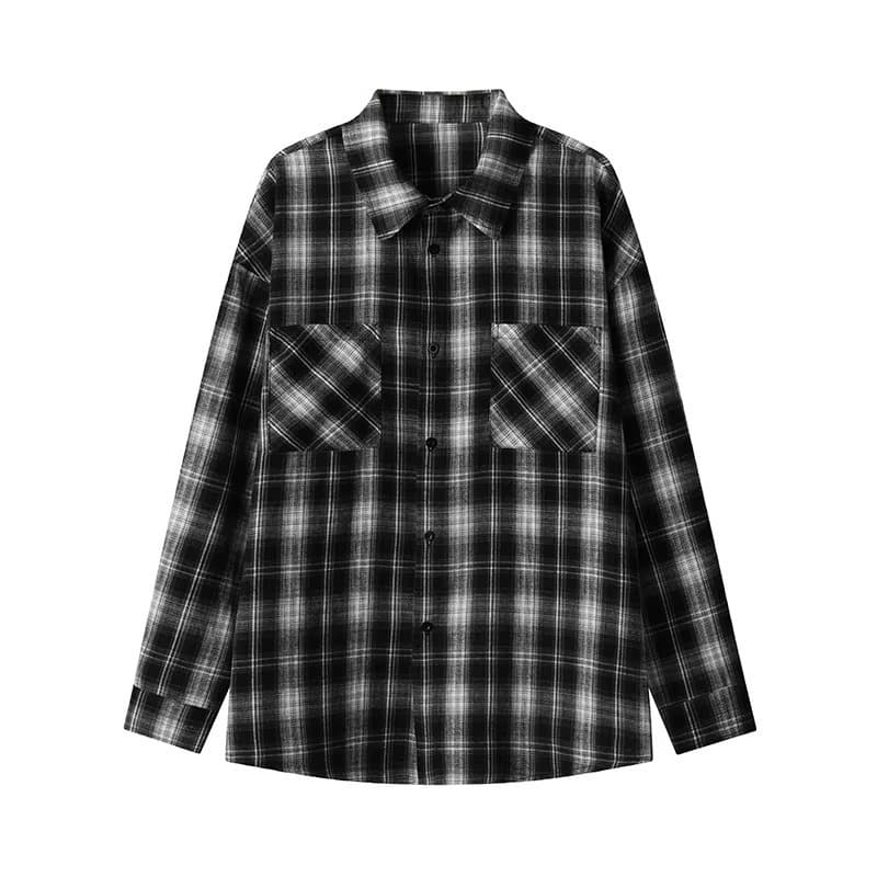 Plaid long-sleeved spring and autumn boys and girls 2026 new shirts retro thin atmosphere plaid shirt versatile tops