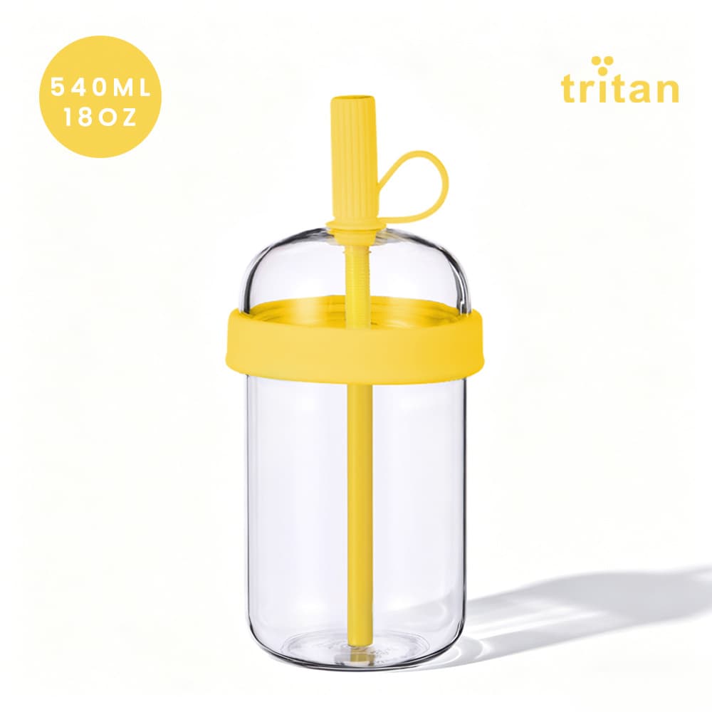 2026 New 540ml Straw Cup Bubble Tea Cup Coffee Cup Multi-Color Cross-Border Portable Tritan Straw Water Bottle
